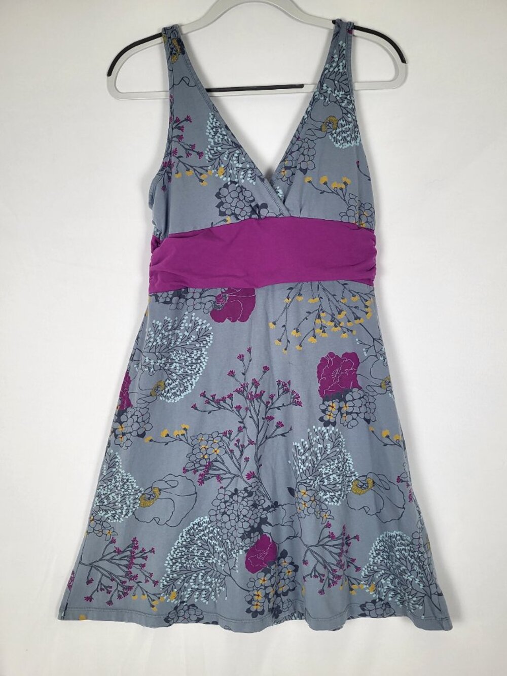 Patagonia Margot Dress Anise Gray & Pink Size Large Organic Cotton Minor Flaw